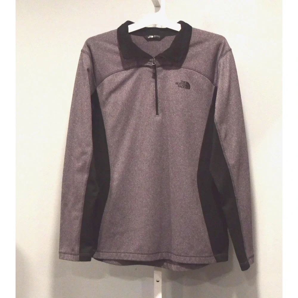 The North Face Men's Size L 1/4 Zip Pullover Black/Gray Brand Tag on Chest